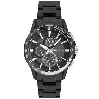 ΡΟΛΟΙ QUANTUM  PWG993.650 QUANTUM Dual Time Black Metallic Bracelet