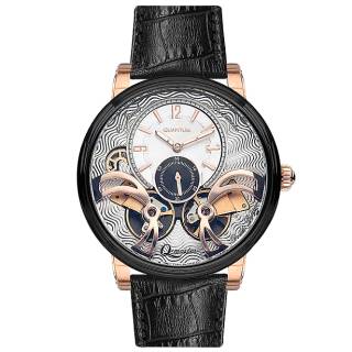 ΡΟΛΟΙ QUANTUM  QMG595.831 QUANTUM Automatic Black Leather Strap