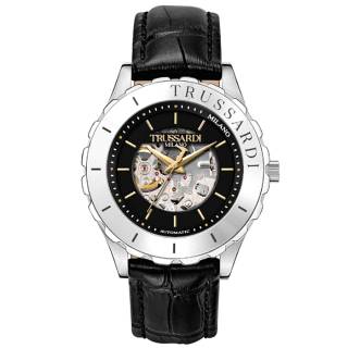 ΡΟΛΟΙ TRUSSARDI  R2421143002 TRUSSARDI T-Logo Automatic Black Leather Strap