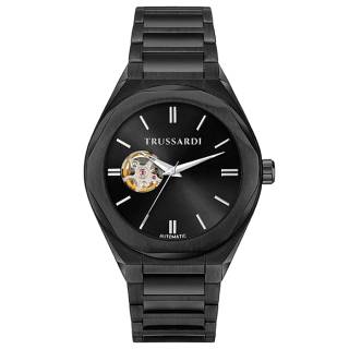 ΡΟΛΟΙ TRUSSARDI R2423156001 TRUSSARDI Brink Automatic Black Metallic Bracelet