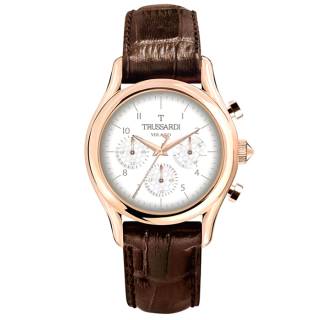 ΡΟΛΟΙ TRUSSARDI  R2451127006 TRUSSARDI T-Light Brown Leather Strap