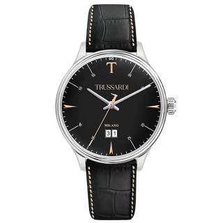 ΡΟΛΟΙ TRUSSARDI  R2451130002 TRUSSARDI T-Complicity Black Leather Strap