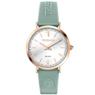 ΡΟΛΟΙ TRUSSARDI  R2451140501 TRUSSARDI T-Motif Crystals Green Silicone Strap