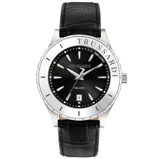 ΡΟΛΟΙ TRUSSARDI  R2451143001 TRUSSARDI T-Logo Black Leather Strap