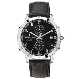 ΡΟΛΟΙ TRUSSARDI  R2471617006 TRUSSARDI T-Style Chronograph Black Leather Strap