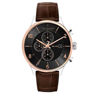 ΡΟΛΟΙ TRUSSARDI  R2471630002 TRUSSARDI T-Complicity Chronograph Brown Leather Strap