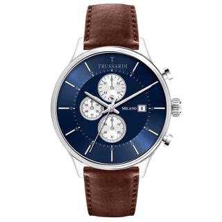 ΡΟΛΟΙ TRUSSARDI  R2471630003 TRUSSARDI T-Complicity Chronograph Brown Leather Strap