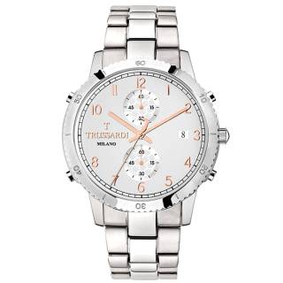 ΡΟΛΟΙ TRUSSARDI  R2473617005 TRUSSARDI T-Style Chronograph Silver Stainless Steel Bracelet