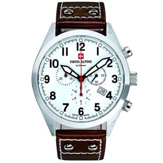 ΡΟΛΟΙ SWISS ALPINE MILITARY SAM1293.9533 SWISS ALPINE MILITARY Leader Chronograph Brown Leather Strap