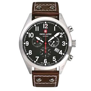 ΡΟΛΟΙ SWISS ALPINE MILITARY SAM1293.9537 SWISS ALPINE MILITARY Leader Chronograph Brown Leather Strap