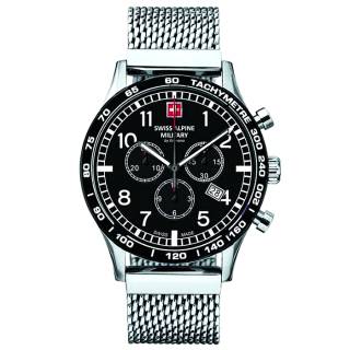 ΡΟΛΟΙ SWISS ALPINE MILITARY  SAM1746.9137 SWISS ALPINE MILITARY Aviator Chronograph Silver Stainless Steel Bracelet