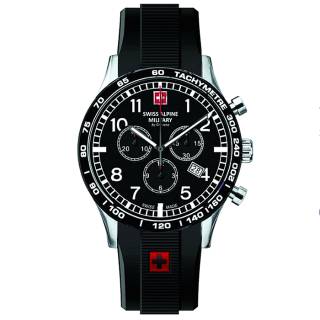 ΡΟΛΟΙ SWISS ALPINE MILITARY SAM1746.9837 SWISS ALPINE MILITARY Aviator Chronograph Black Rubber Strap