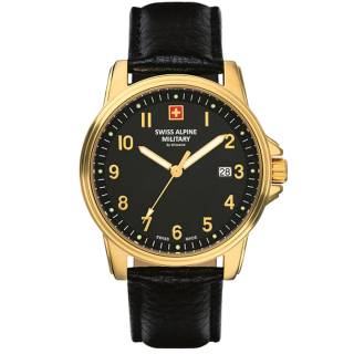 ΡΟΛΟΙ SWISS ALPINE MILITARY SAM7011.1517 SWISS ALPINE MILITARY Leader Black Leather Strap