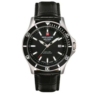 ΡΟΛΟΙ SWISS ALPINE MILITARY SAM7022.1537 SWISS ALPINE MILITARY Challenger Black Leather Strap