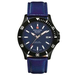 ΡΟΛΟΙ SWISS ALPINE MILITARY SAM7022.1575 SWISS ALPINE MILITARY Challenger Blue Leather Strap