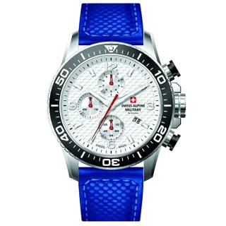 ΡΟΛΟΙ SWISS ALPINE MILITARY SAM7035.9535 SWISS ALPINE MILITARY Red Force Chronograph Blue Leather Strap