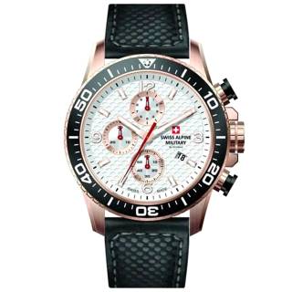 ΡΟΛΟΙ SWISS ALPINE MILITARY SAM7035.9562 SWISS ALPINE MILITARY Red Force Chronograph Black Leather Strap