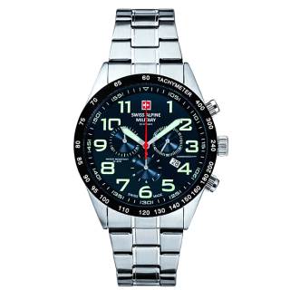 ΡΟΛΟΙ SWISS ALPINE MILITARY SAM7047.9135 SWISS ALPINE MILITARY Combat Air Chronograph Silver Stainless Steel Bracelet