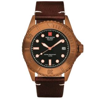 ΡΟΛΟΙ SWISS ALPINE MILITARY SAM7051.1599 SWISS ALPINE MILITARY Nautilus Brown Leather Strap