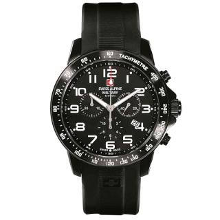 ΡΟΛΟΙ SWISS ALPINE MILITARY SAM7064.9877 SWISS ALPINE MILITARY Ranger Chronograph Black Silicone Strap