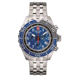 ΡΟΛΟΙ SWISS ALPINE MILITARY SAM7076.9135 SWISS ALPINE MILITARY Navy Chronograph Silver Stainless Steel Bracelet