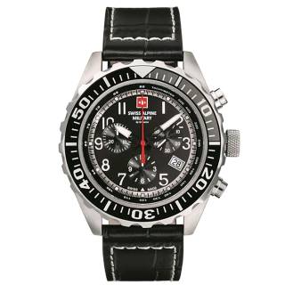 ΡΟΛΟΙ SWISS ALPINE MILITARY SAM7076.9537  SWISS ALPINE MILITARY Chronograph Black Leather Strap