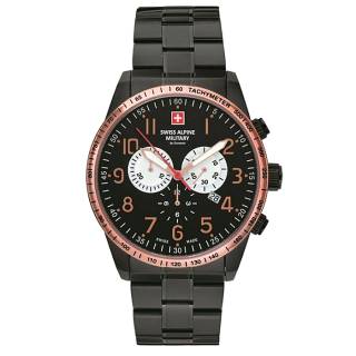 ΡΟΛΟΙ SWISS ALPINE MILITARY SAM7082.9187 SWISS ALPINE MILITARY Hornet Chronograph Black Stainless Steel Bracelet