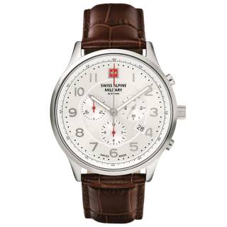 ΡΟΛΟΙ SWISS ALPINE MILITARY  SAM7084.9532 SWISS ALPINE MILITARY Skymaster Chronograph Brown Leather Strap