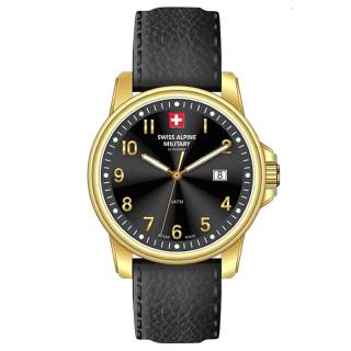 ΡΟΛΟΙ SWISS ALPINE MILITARY  SAM7711.1517 SWISS ALPINE MILITARY Leader Black Leather Strap