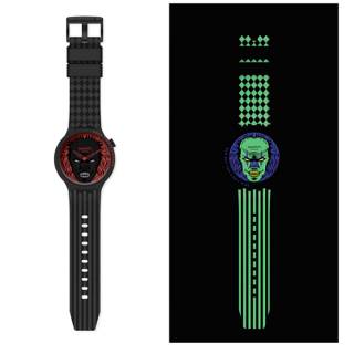 ΡΟΛΟΙ SWATCH SB01B128 SWATCH Halloween Your Time Is Coming Black Silicone Strap