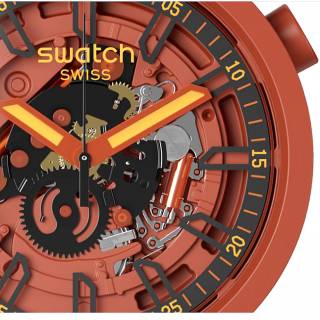 ΡΟΛΟΙ SWATCH  SB01R100 SWATCH Big Bold  Open Hearts Red Silicone Strap