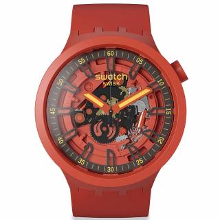 ΡΟΛΟΙ SWATCH  SB01R100 SWATCH Big Bold  Open Hearts Red Silicone Strap