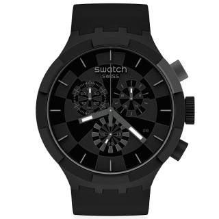 ΡΟΛΟΙ SWATCH SB02B400 SWATCH Chronograph Checkpoint Black Silicone Strap