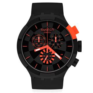 ΡΟΛΟΙ SWATCH SB02B402 SWATCH Chronograph Checkpoint Black Silicone Strap