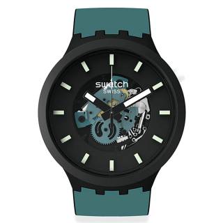 ΡΟΛΟΙ SWATCH  SB03B107 SWATCH Big Bold Next Night Trip Green Silicone Strap