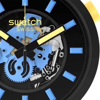 ΡΟΛΟΙ SWATCH  SB03B108 SWATCH Big Bold Next Travel By Dayn Blue Silicone Strap