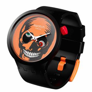 ΡΟΛΟΙ SWATCH SB03B700 SWATCH IT'S Spooky Time Black Silicone Strap