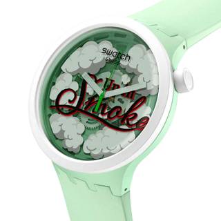 ΡΟΛΟΙ SWATCH  SB03Z103 SWATCH Pufffframic Up In Smoke Light Green Silicone Strap