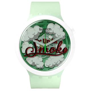 ΡΟΛΟΙ SWATCH  SB03Z103 SWATCH Pufffframic Up In Smoke Light Green Silicone Strap