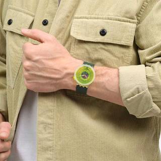 ΡΟΛΟΙ SWATCH SB05K400 SWATCH Big Bold Biosourced Blinded  By Neon Green Silicone Strap