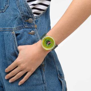 ΡΟΛΟΙ SWATCH SB05K400 SWATCH Big Bold Biosourced Blinded  By Neon Green Silicone Strap