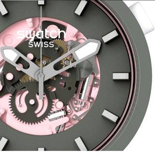 ΡΟΛΟΙ SWATCH SB05P100 SWATCH Big Bold Bioceramic Mista Cliffs  Rose Silicone Strap