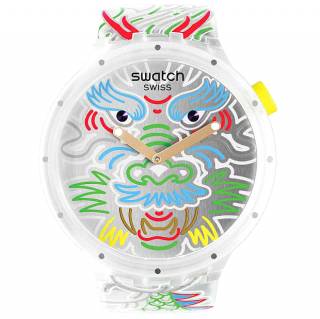 ΡΟΛΟΙ SWATCH  SB05Z102 SWATCH Big Bold Dragon In Cloud Multicolor Silicone Strap