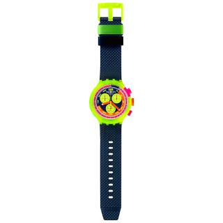 ΡΟΛΟΙ SWATCH SB06J100 SWATCH Big Bold Chrono Biosourced Neon  To The  Max Blue Silicone Strap