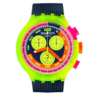 ΡΟΛΟΙ SWATCH SB06J100 SWATCH Big Bold Chrono Biosourced Neon  To The  Max Blue Silicone Strap