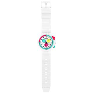 ΡΟΛΟΙ SWATCH  SB06W100 SWATCH Big Bold Chrono Biosourced The Purity Of Neon  White Silicone Strap