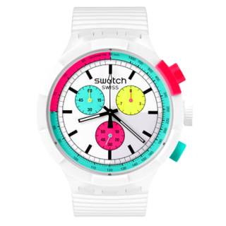 ΡΟΛΟΙ SWATCH  SB06W100 SWATCH Big Bold Chrono Biosourced The Purity Of Neon  White Silicone Strap