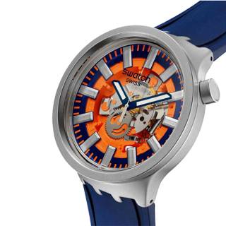 ΡΟΛΟΙ SWATCH SB07S114 SWATCH Big Bold Irony Orange In The Works Blue Rubber Strap