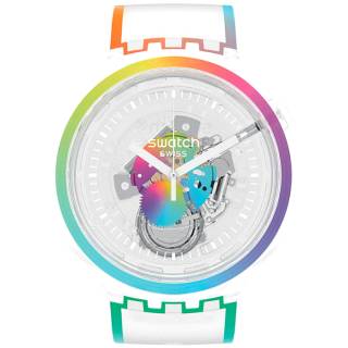 ΡΟΛΟΙ SWATCH SO27E107 SWATCH Big Bold Let's Parade White Silicone Strap