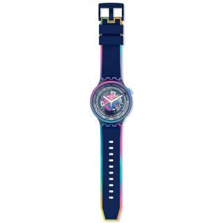 ΡΟΛΟΙ SWATCH SO27N112 SWATCH Big Bold Rainbow Win The Night Blue Silicone Strap